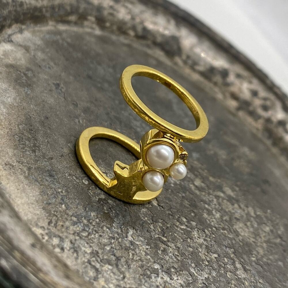 NEW Anthropologie Gold & Pearl Star Galaxies Ring - Picture 10 of 15